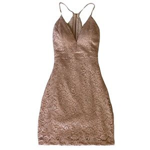 Emerald Sundae Rose Gold Dress Embellished Detailed Lace Scalloped Edges Size M